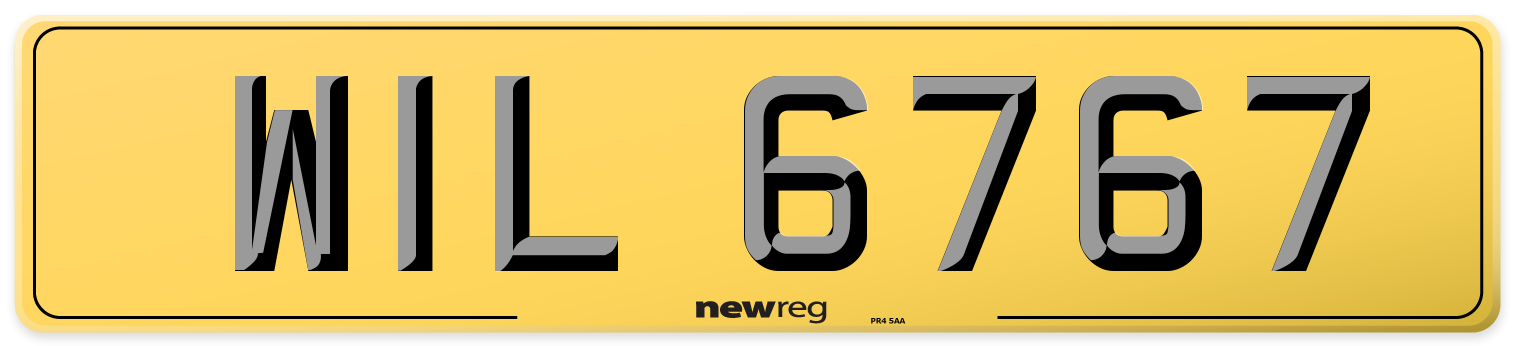 WIL 6767 Rear Number Plate