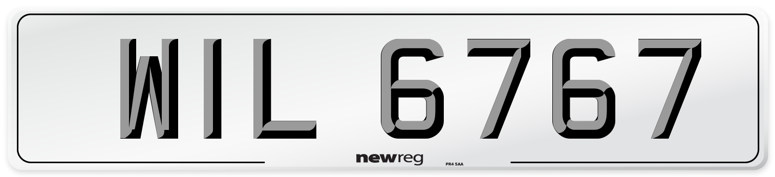 WIL 6767 Front Number Plate