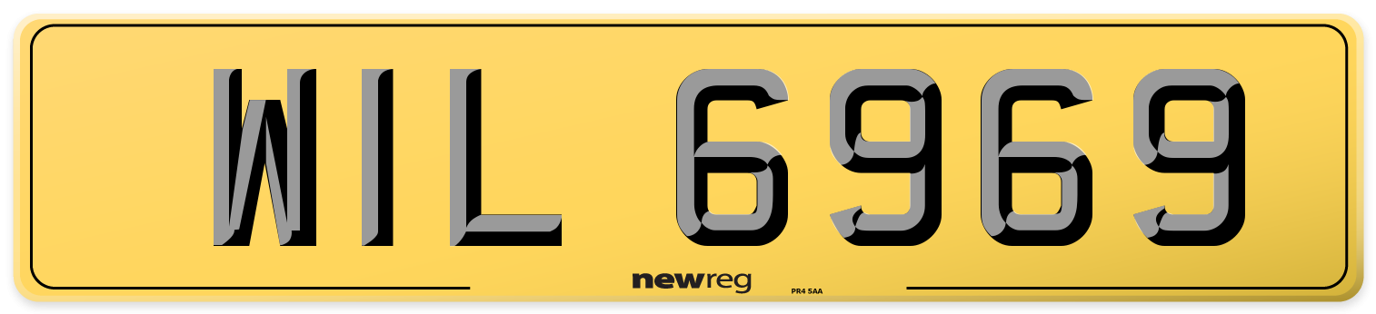 WIL 6969 Rear Number Plate
