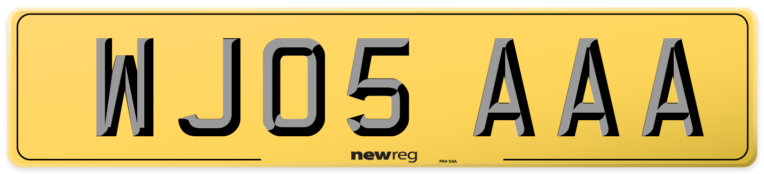 WJ05 AAA Rear Number Plate