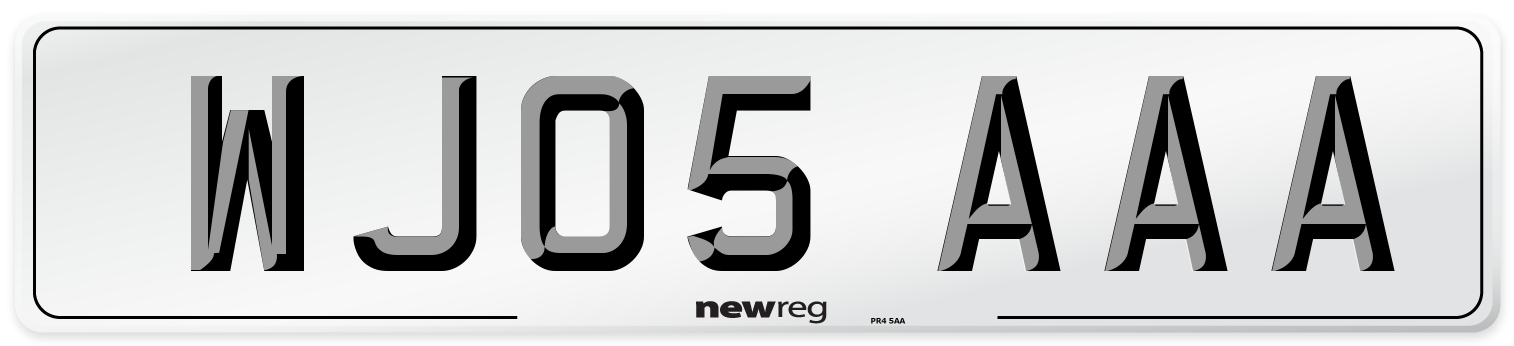 WJ05 AAA Front Number Plate