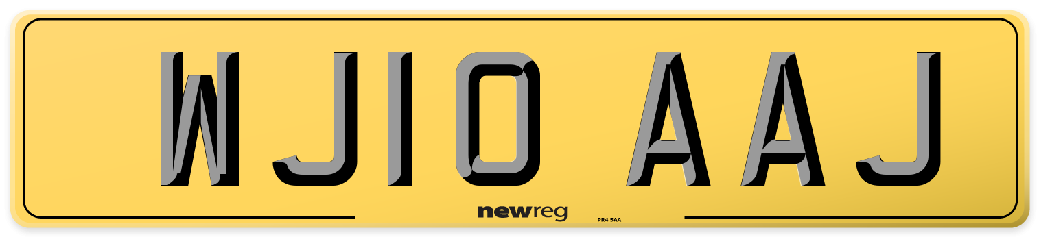 WJ10 AAJ Rear Number Plate