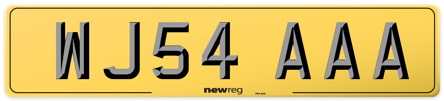 WJ54 AAA Rear Number Plate