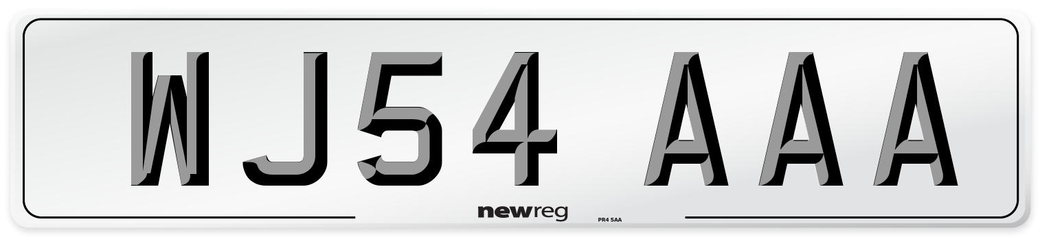 WJ54 AAA Front Number Plate