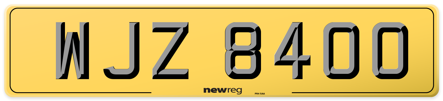 WJZ 8400 Rear Number Plate