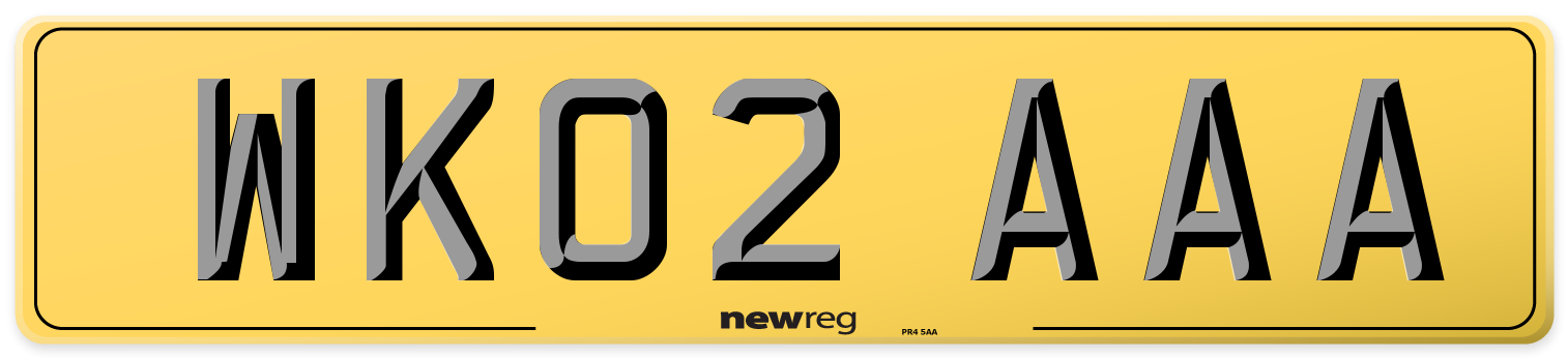 WK02 AAA Rear Number Plate