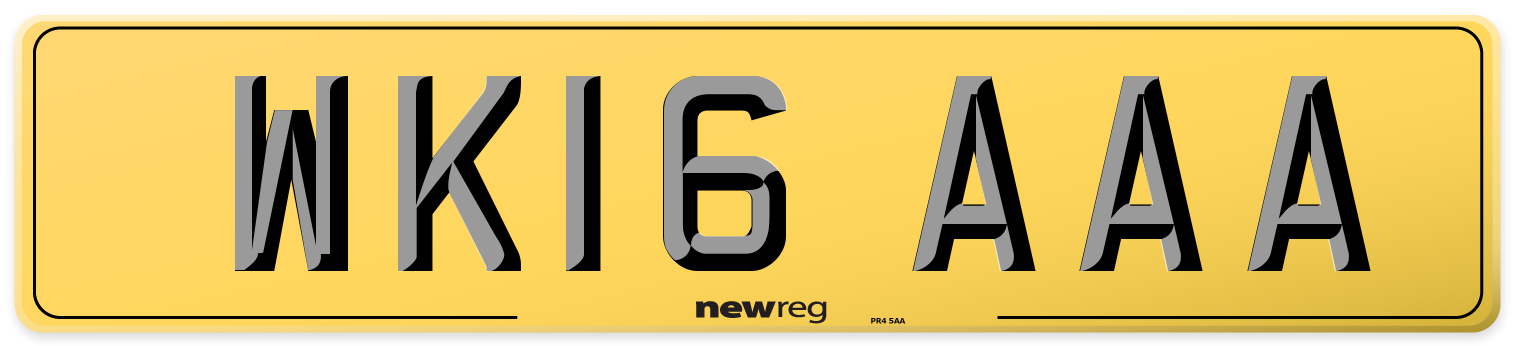 WK16 AAA Rear Number Plate