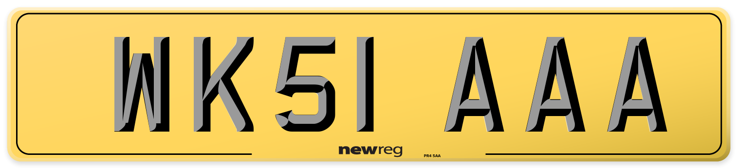 WK51 AAA Rear Number Plate
