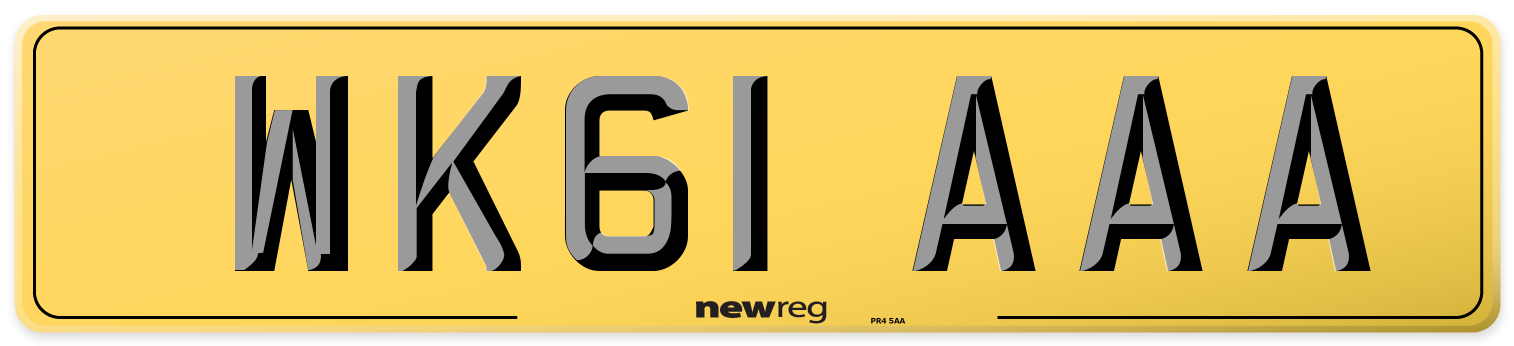 WK61 AAA Rear Number Plate