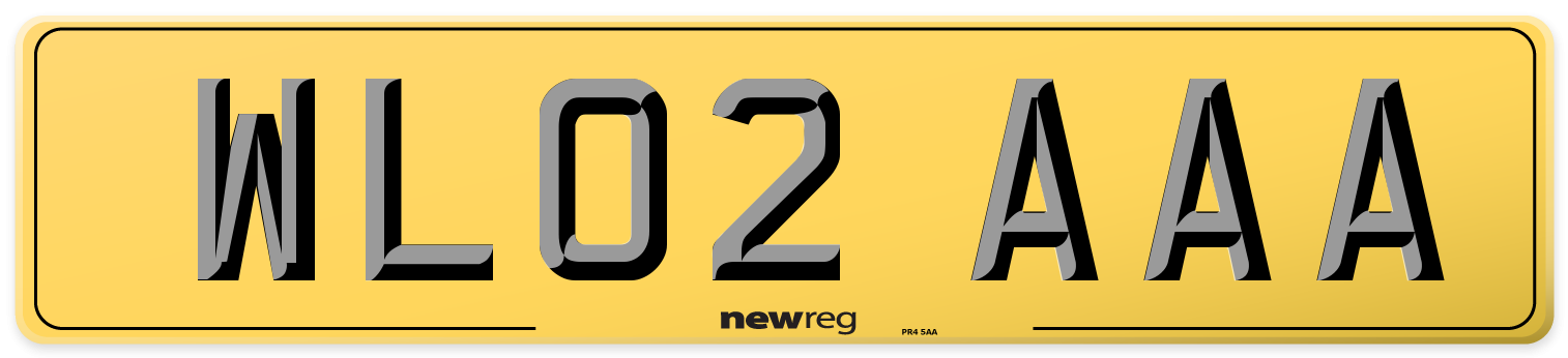 WL02 AAA Rear Number Plate