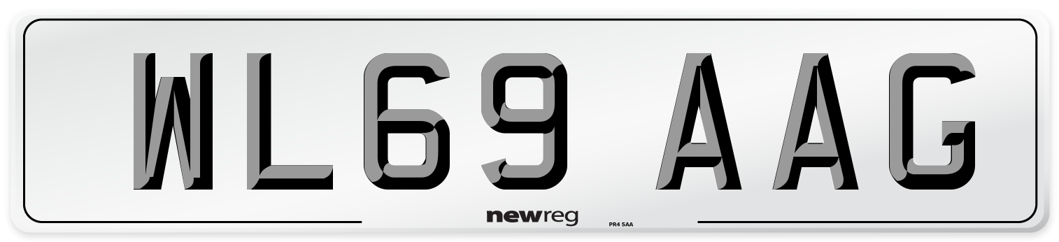 WL69 AAG Front Number Plate