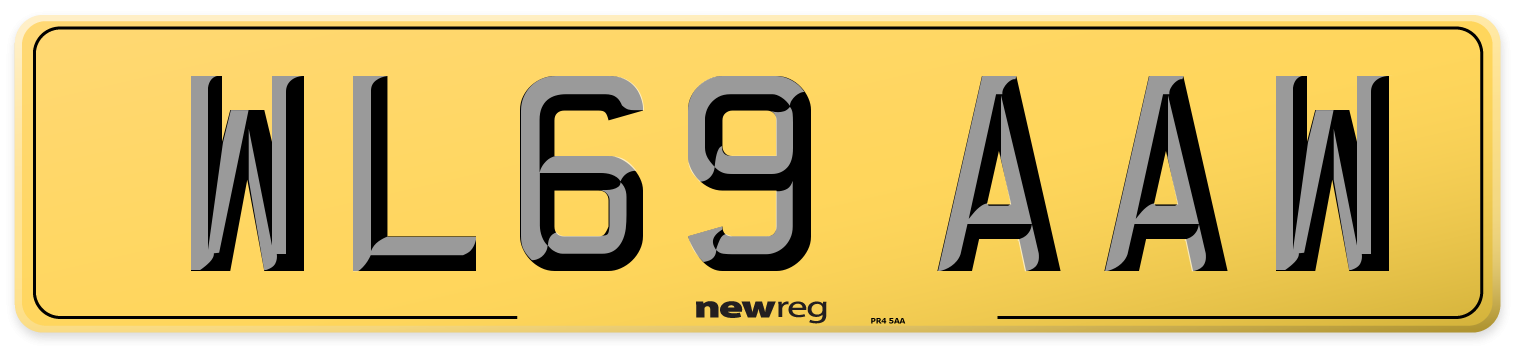 WL69 AAW Rear Number Plate