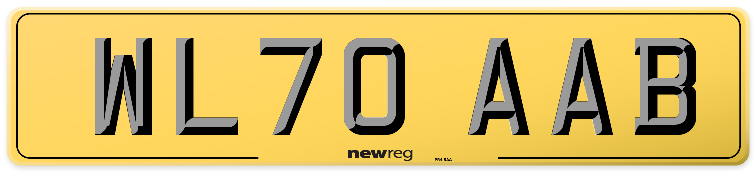 WL70 AAB Rear Number Plate