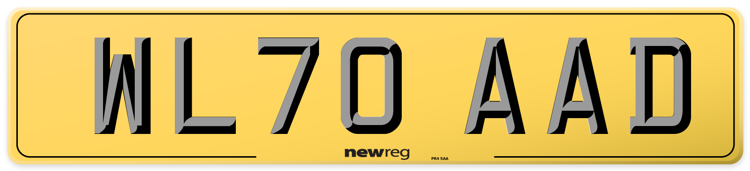 WL70 AAD Rear Number Plate