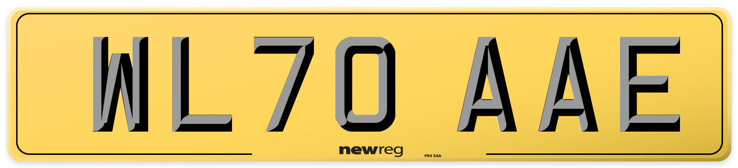 WL70 AAE Rear Number Plate