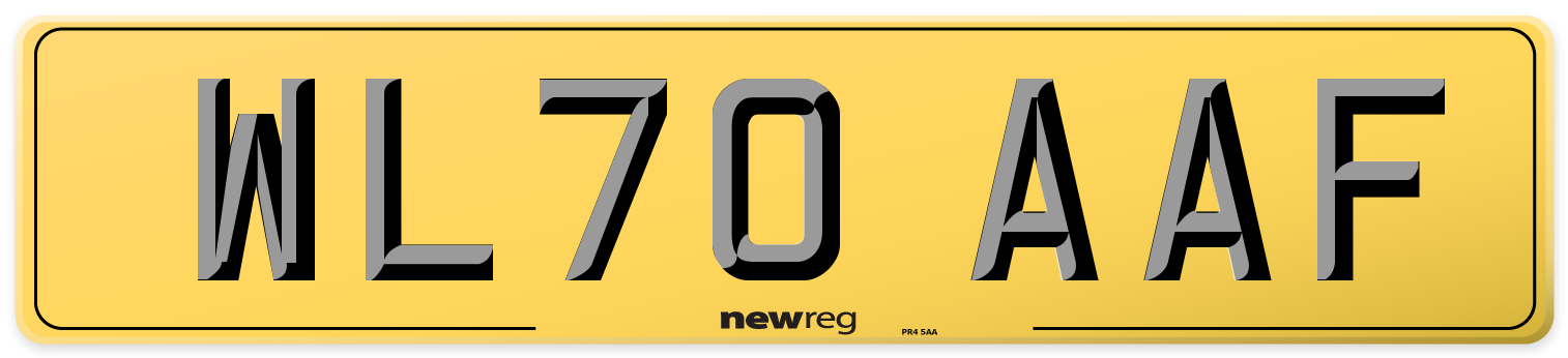 WL70 AAF Rear Number Plate