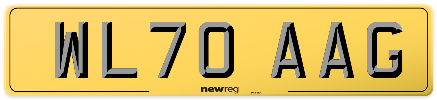 WL70 AAG Rear Number Plate