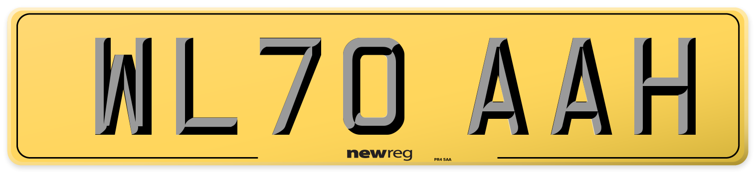 WL70 AAH Rear Number Plate