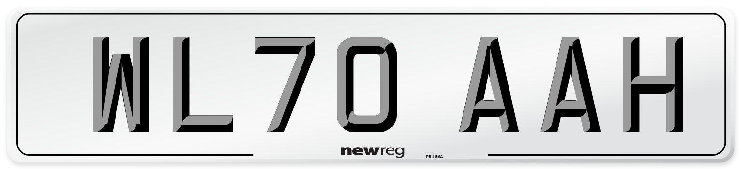 WL70 AAH Front Number Plate