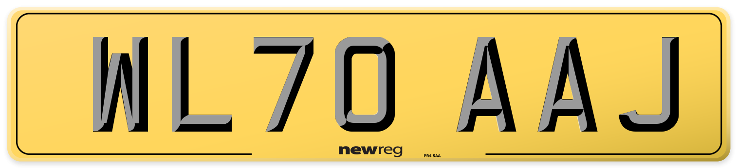 WL70 AAJ Rear Number Plate