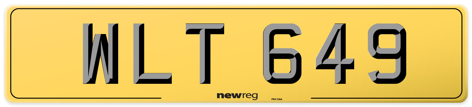 WLT 649 Rear Number Plate