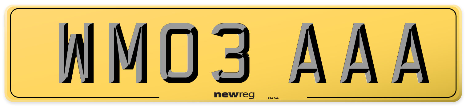 WM03 AAA Rear Number Plate