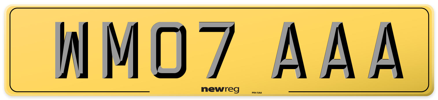 WM07 AAA Rear Number Plate