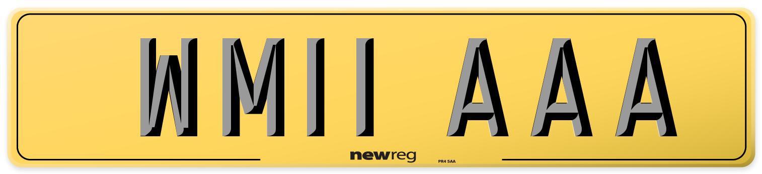 WM11 AAA Rear Number Plate