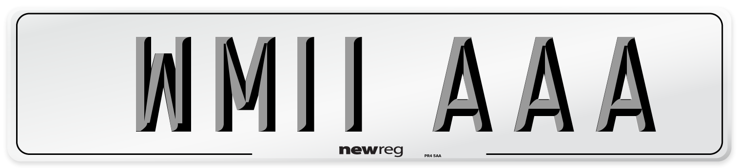 WM11 AAA Front Number Plate