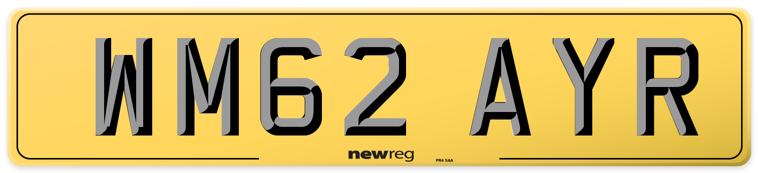 WM62 AYR Rear Number Plate
