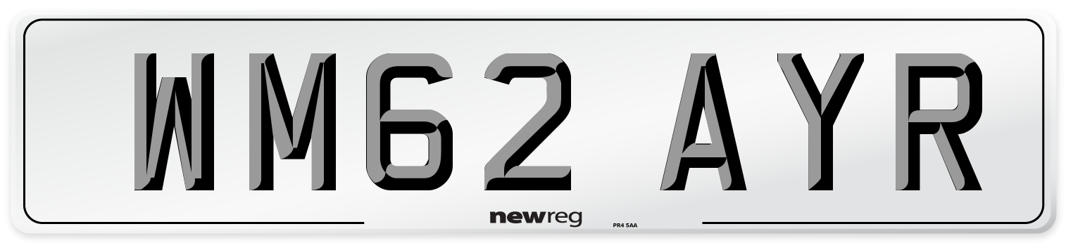 WM62 AYR Front Number Plate