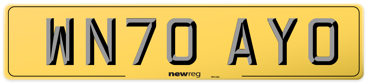 WN70 AYO Rear Number Plate