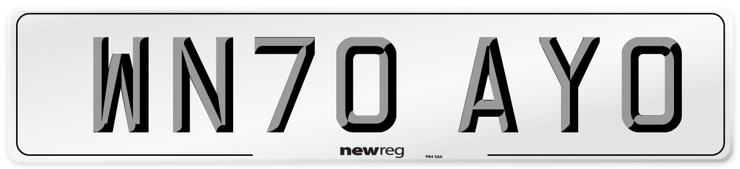WN70 AYO Front Number Plate
