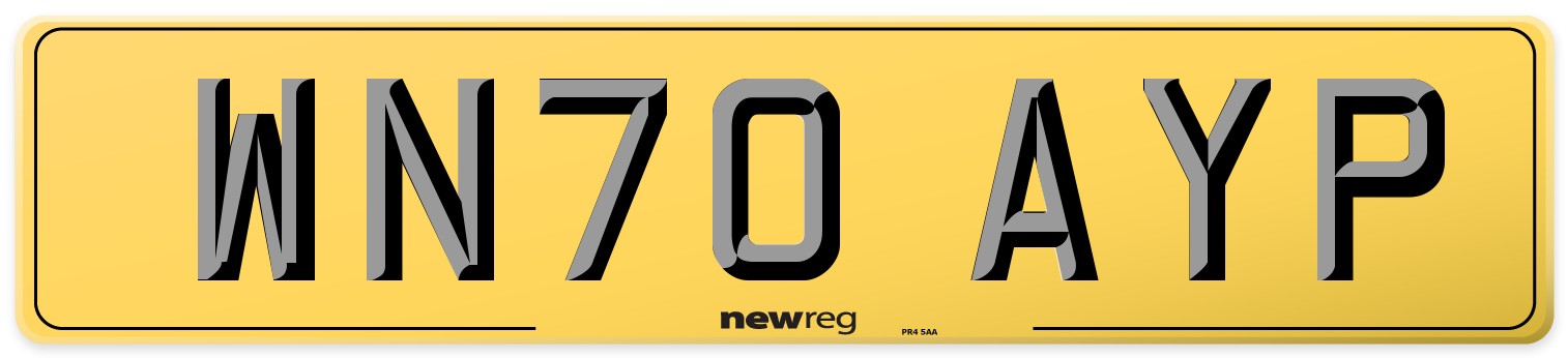 WN70 AYP Rear Number Plate
