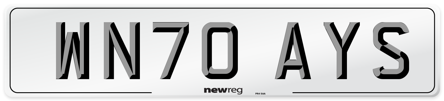 WN70 AYS Front Number Plate