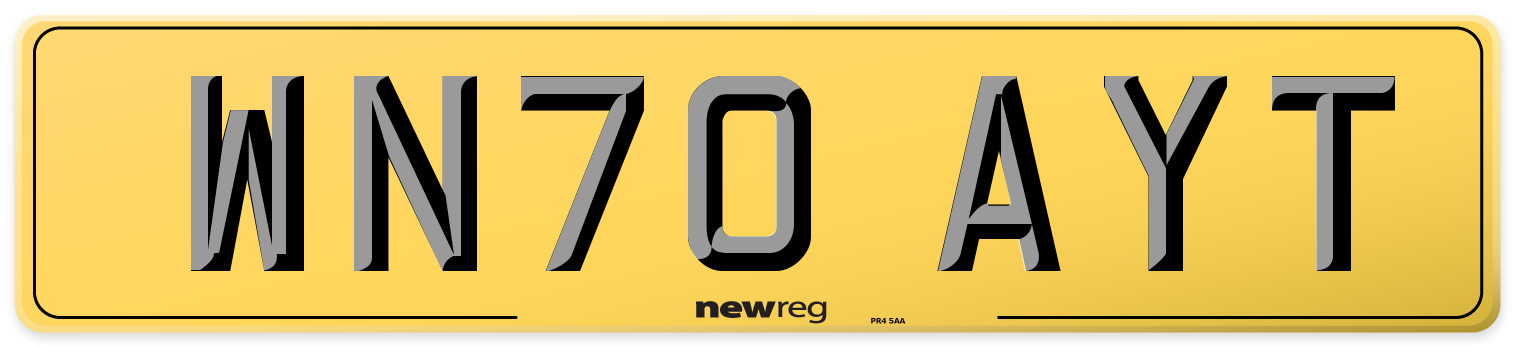 WN70 AYT Rear Number Plate