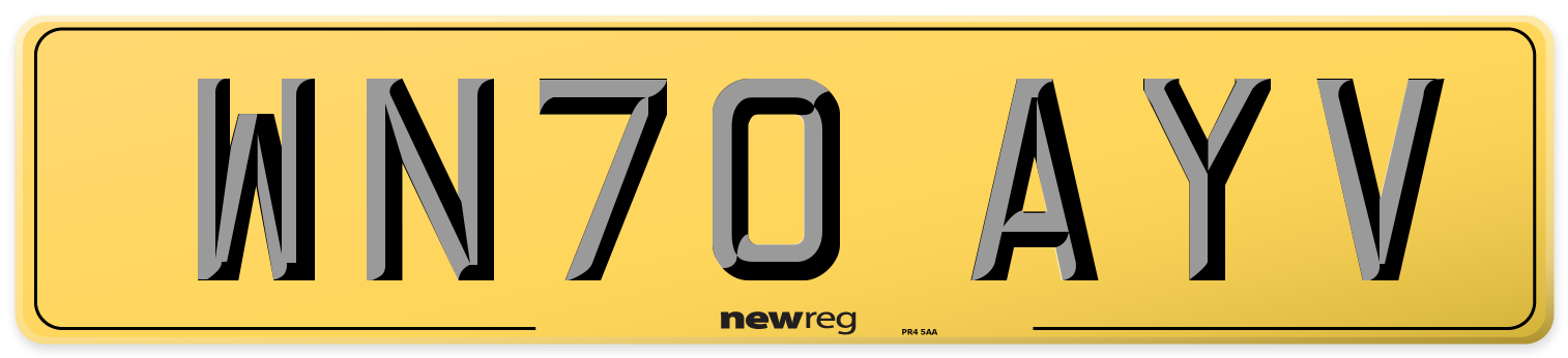 WN70 AYV Rear Number Plate