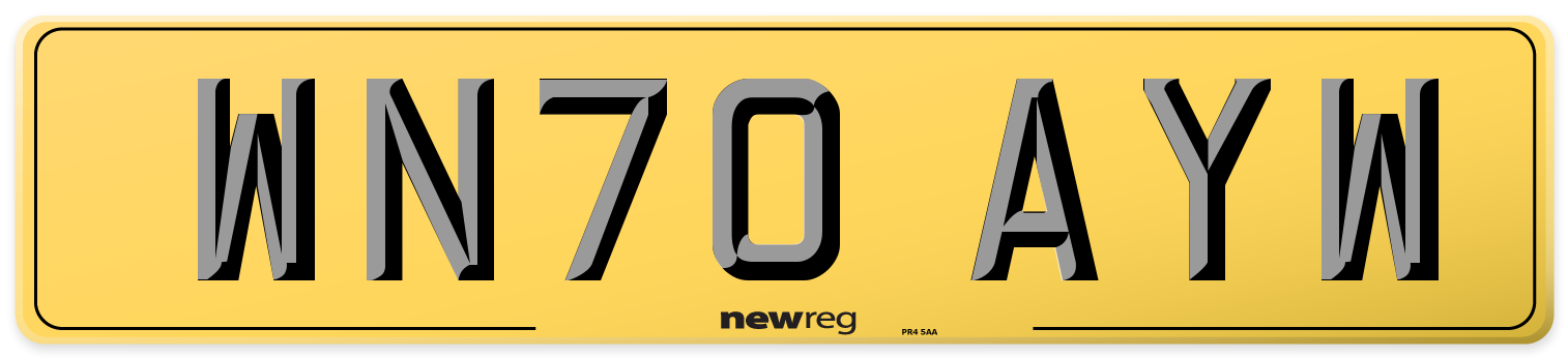 WN70 AYW Rear Number Plate