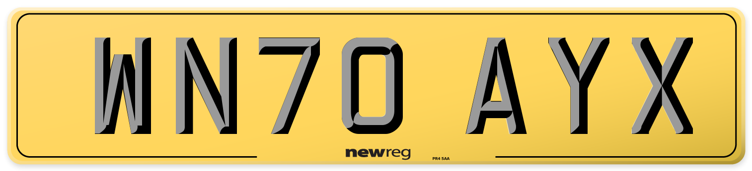 WN70 AYX Rear Number Plate