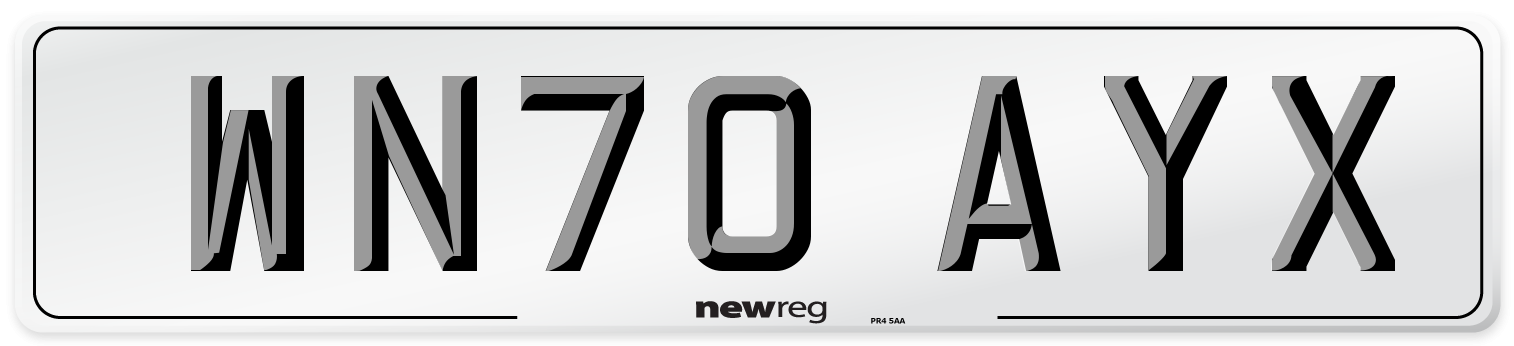 WN70 AYX Front Number Plate