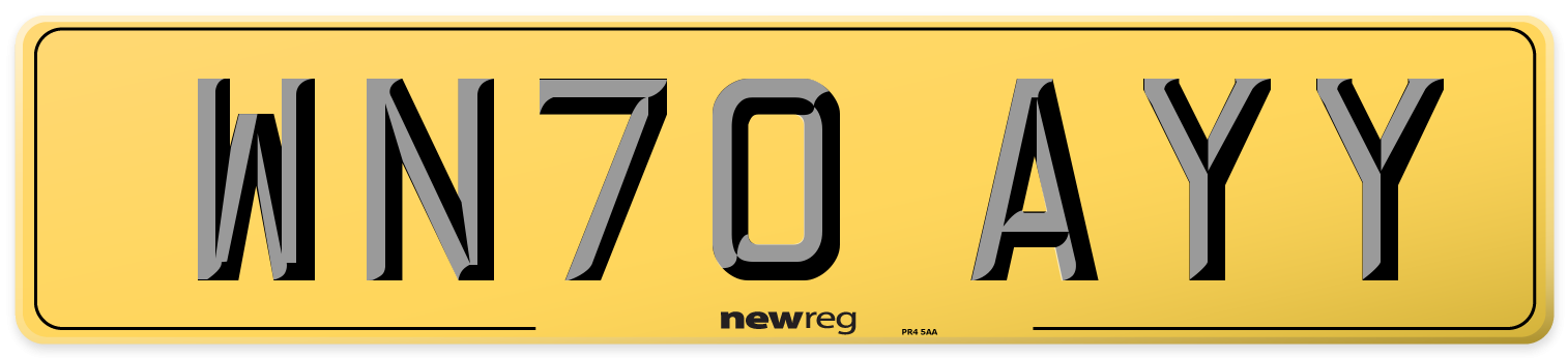 WN70 AYY Rear Number Plate