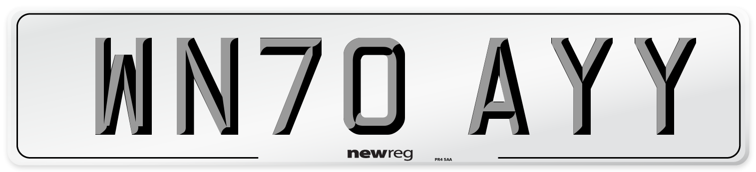 WN70 AYY Front Number Plate