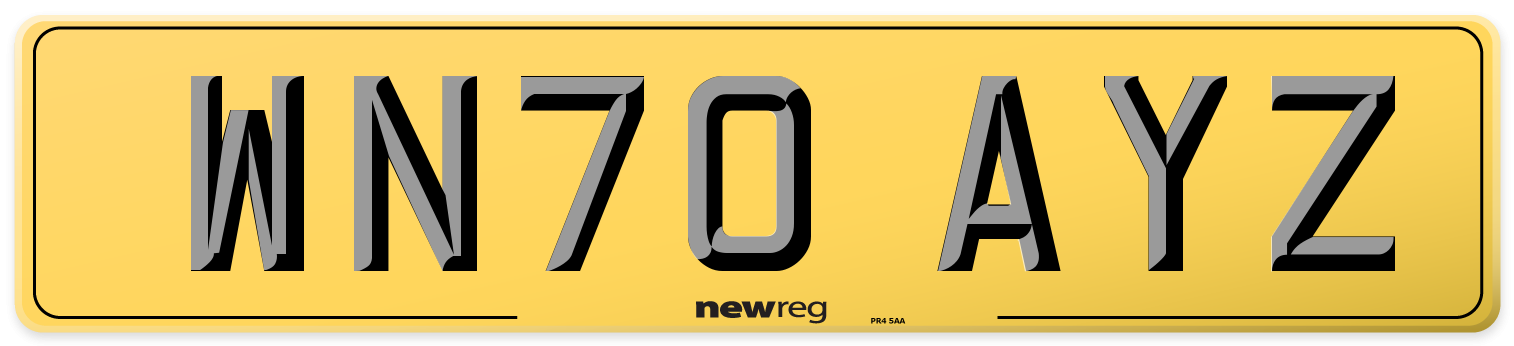 WN70 AYZ Rear Number Plate