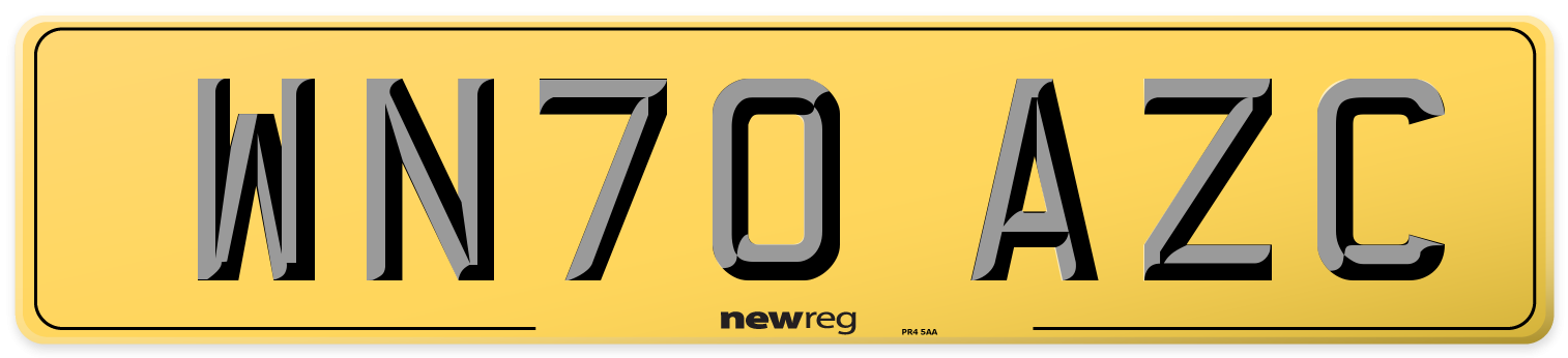 WN70 AZC Rear Number Plate
