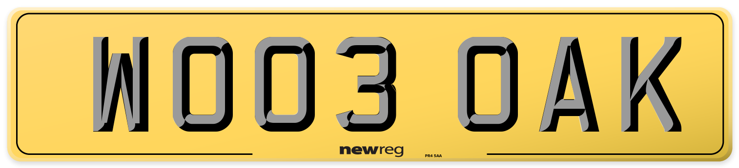 WO03 OAK Rear Number Plate