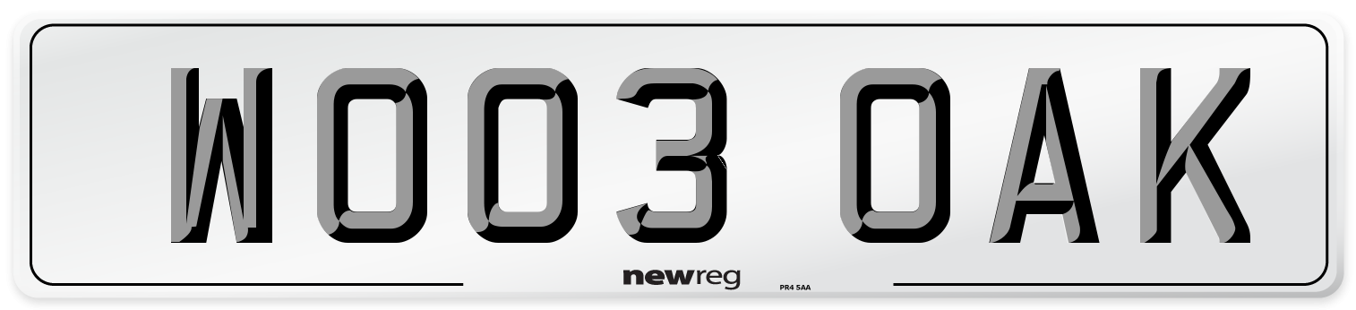 WO03 OAK Front Number Plate