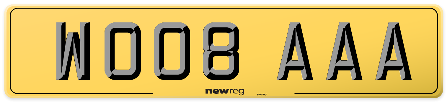 WO08 AAA Rear Number Plate