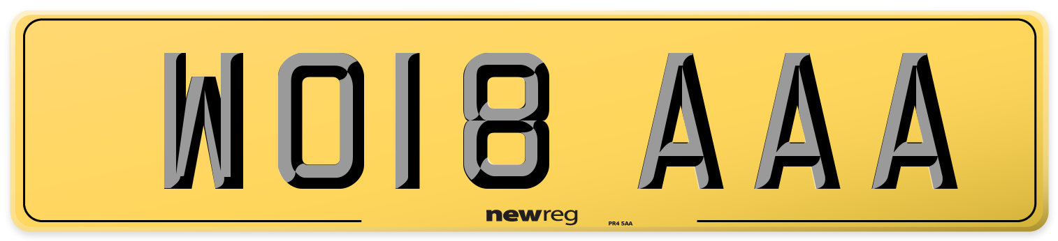 WO18 AAA Rear Number Plate