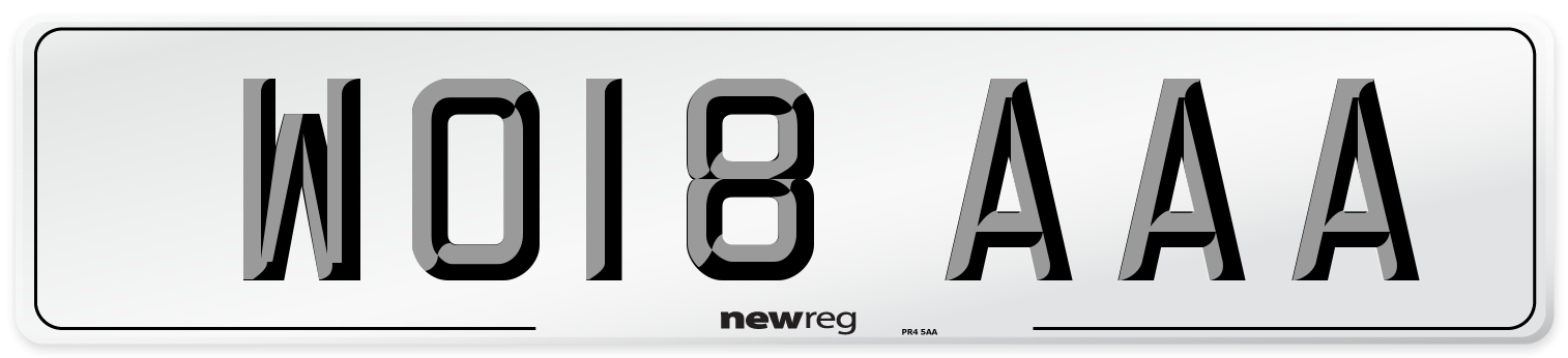 WO18 AAA Front Number Plate