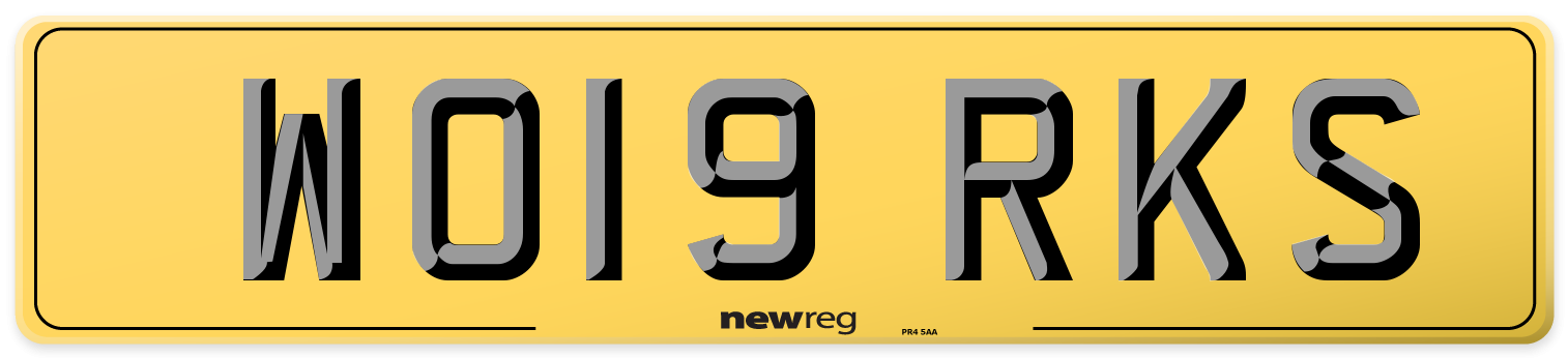 WO19 RKS Rear Number Plate